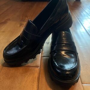 Unisa Black Loafers with Chunky Platform Sole